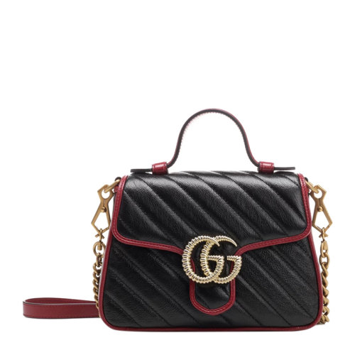 GUCCI/古驰   GG Marmont系列 女士黑色迷你单肩包斜挎包手提包