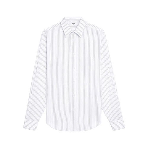 CELINE/赛琳 22年春夏新款 男士白色/黑色纯棉条纹经典衬衫2C028040Q.01XN