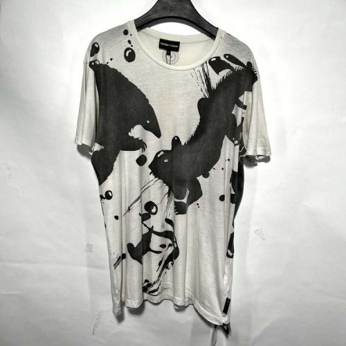 Emporio Armani/安普里奥阿玛尼/白色印花男士短袖T恤（瑕疵折扣）