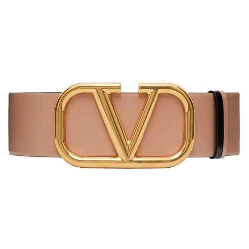 Valentino/华伦天奴 女士棕色闪亮小牛皮标志性VLOGO腰带 70毫米ZW2T0S10ZFRLC8