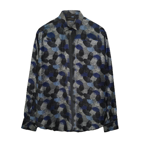 Emporio Armani/安普里奥阿玛尼  男士蓝灰色图案长袖衬（尺码185/116B）