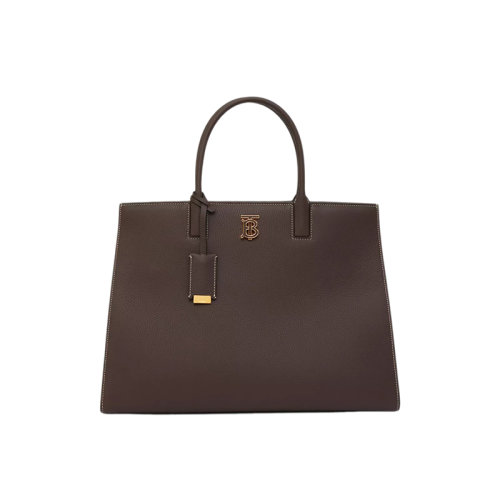 BURBERRY/博柏利 22新款 Frances系列 女士中号土棕色粒面皮革拆卸吊饰皮革提手磁扣开合拆卸调节肩带单肩斜挎手提包80506061