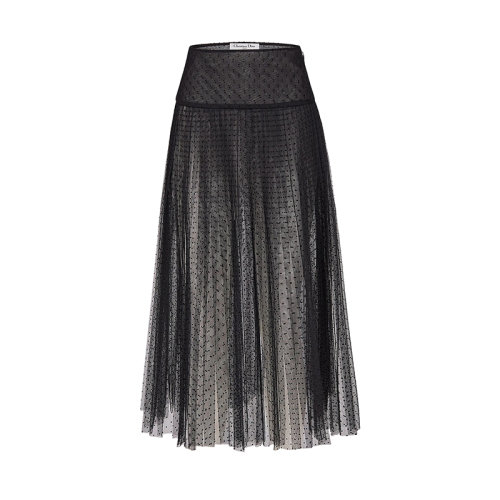 DIOR/迪奥  新款女士黑色薄纱半身百褶裙