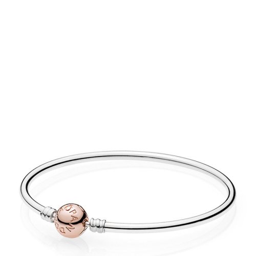 PANDORA/潘多拉 女士银色玫瑰色ROSE链扣925银手镯 580713