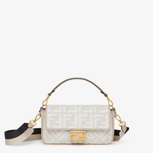  FENDI芬迪 22年秋冬 女士 单肩包 白色帆布FF手袋 8BR600AKBRF1HOE