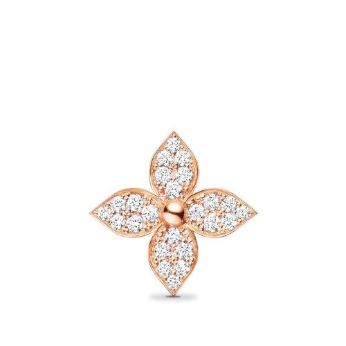 Louis Vuitton/路易威登 BLOSSOM系列 经典款单只18k金玫瑰金24颗钻石星星花卉图案耳钉Q96944