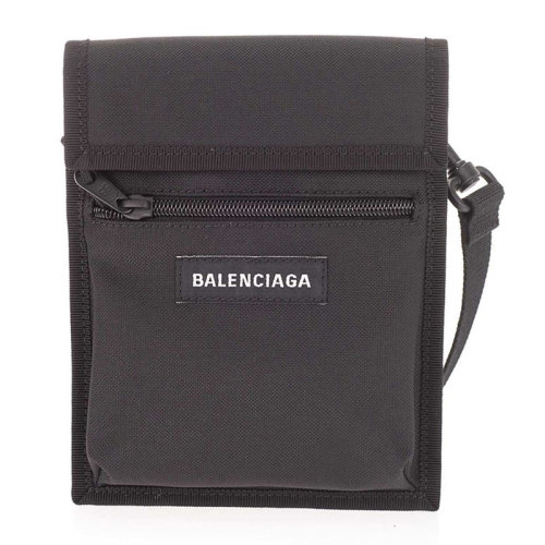 Balenciaga/巴黎世家 男士黑色尼龙经典字母徽标印花图案装饰单肩包斜挎包邮差包信使包男包 655982-2JMJX-1000