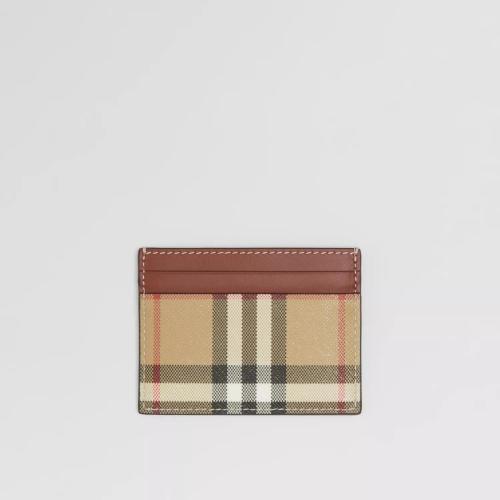  BURBERRY 22年秋冬 女士 Vintage 格纹拼皮革卡片夹 80580121
