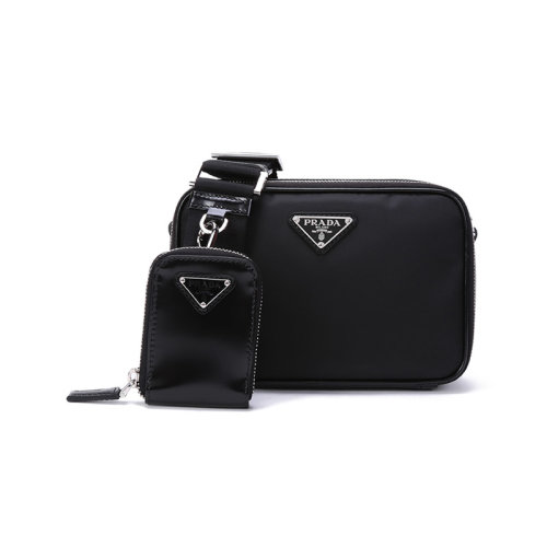 PRADA/普拉达【22年新款】男士Brique系列Re-Nylon再生尼龙配皮单肩斜挎包带小包 2VH070 789