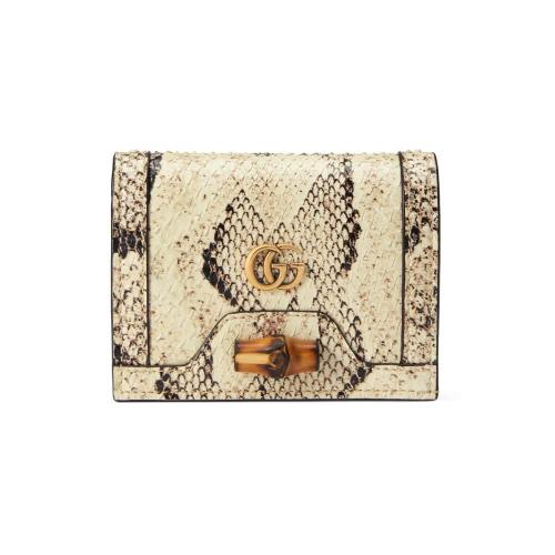  GUCCI古驰 22年秋冬 女士 Gucci Diana系列蟒蛇皮竹节卡包 658244 LU3XT 9528