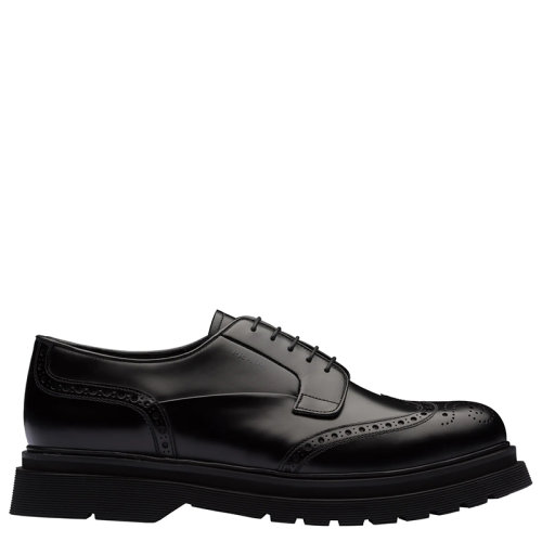 PRADA/普拉达 男士黑色亮色皮革系带德比鞋2EE307_B4L_F0002