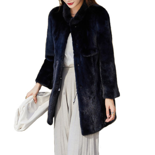 GeleiStory/GeleiStory新款貂皮大衣女韩版修身中长款立领整貂水貂皮草外套裘皮女士外套 女士皮草