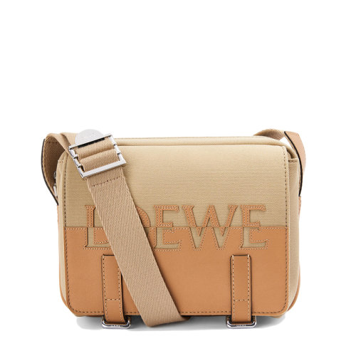 LOEWE/罗意威 22春夏新款Signature系列 男士XS款暖沙色/Creta色帆布配皮单肩斜挎邮差包0010651016