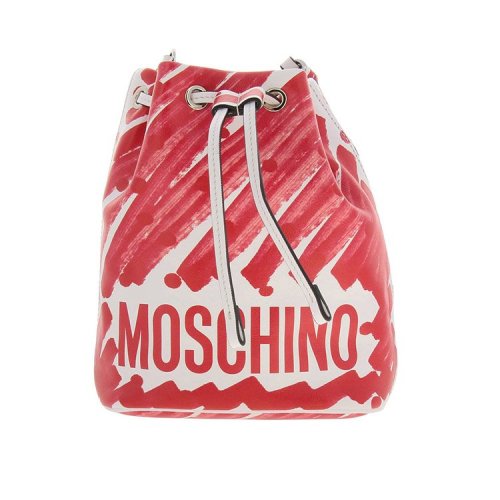 MOSCHINO/莫斯奇诺  春夏 水桶包 女性 涂鸦 LOGO 红色 单肩包 8435 8001 2115