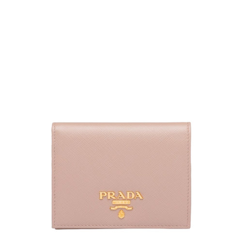 PRADA/普拉达 22春夏新款 女士皮粉色金标翻盖薄款钱包1MV204_QWA_F0236