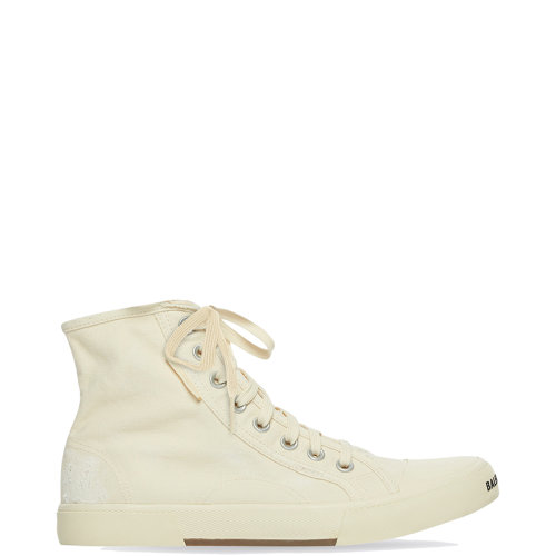 Balenciaga/巴黎世家 22年春夏新款 男士白色磨损棉质材料高帮运动鞋帆布鞋688752W3RC49090