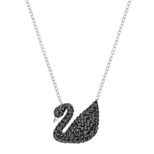 Swarovski/施华洛世奇  经典天鹅系列女士黑色大号银链仿水晶石锁骨链吊坠项链 5347329