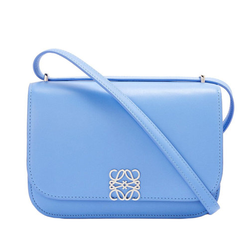 Loewe/罗意威 22春夏新款Goya系列 女士小号神圣蓝色丝绸牛皮革Anagram封口可斜挎单肩包 0010701738