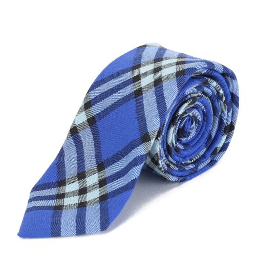 BURBERRY/博柏利 纯棉蓝色格纹男士领带 手系 配饰 80018001 瑕疵特卖（陈列痕迹，不影响使用）