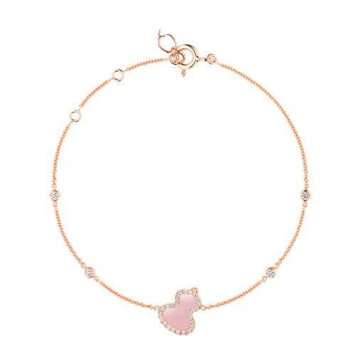 QEELIN/麒麟珠宝 22新款Wulu系列 小号18K金玫瑰金镶嵌钻石粉红蛋白石葫芦手链WU-BR0016E-RGDPO