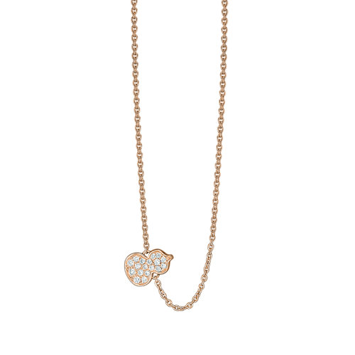 QEELIN/麒麟珠宝 经典WULU系列 18K金玫瑰金镶嵌钻石小号葫芦形状吊坠项链WU-050-FPNL-RGD