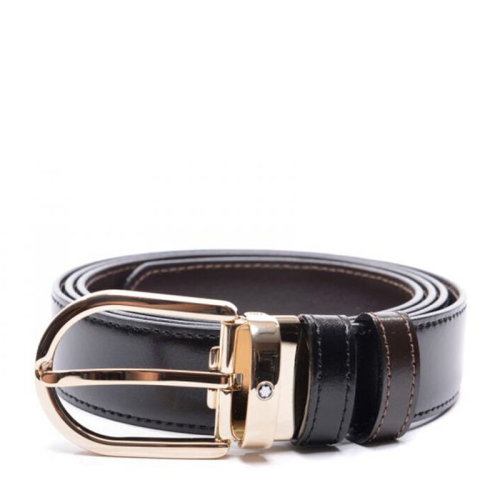 MontBlanc/万宝龙 男士经典系列双面镀金马蹄形针式皮带腰带 可裁剪 111714