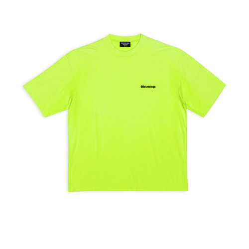 Balenciaga/巴黎世家 22年秋冬新款 BB CORP系列 男士荧光黄色纯棉复古平纹中等剪裁短袖T恤612966TJV877110