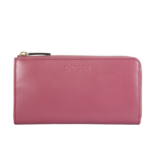 【速发 包税】GUCCI/古驰  粉色皮质长款拉链钱夹