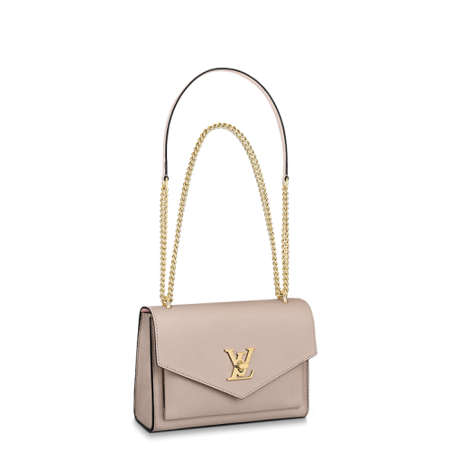 Louis Vuitton/路易威登 22春夏新款MYLOCKME系列 女士灰褐色粒面小牛皮银扣银链单肩斜挎链条信封包M56137