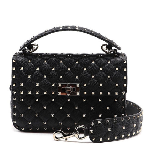 Valentino/华伦天奴 ROCKSTUD SPIKE系列女士纯色菱格绗缝小牛皮经典字母徽标印花铆钉装饰单肩包斜挎包手提包女包 TW2B0E87-AVB 多色可选