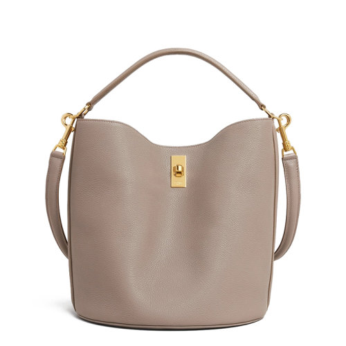 CELINE/赛琳  SEAU 16系列 女士卵石色粒面小牛皮金色旋转扣单肩手提水桶包195573CR8.10BL