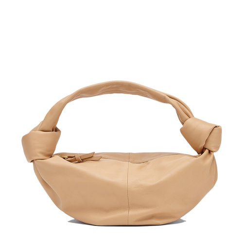 Bottega Veneta/葆蝶家 21新款 迷你杏仁色小牛皮Nappa皮革打结手提包629635VCP412700