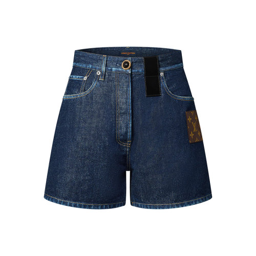 Louis Vuitton/路易威登 22年春夏新款 女士蓝色纯棉高腰迷你牛仔短裤热裤1A9WPA