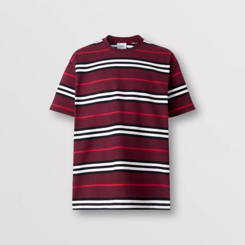  BURBERRY 22年秋冬 男士 标志性条纹棉质宽松 T 恤衫 80573321