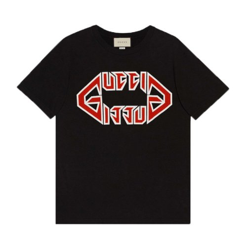 GUCCI 古驰  男装 服装 棉质超大造型金属风Gucci印花时尚 男士短袖T恤