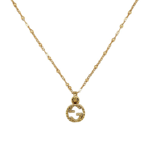 GUCCI/古驰 经典双G18K金黄金GG吊坠项链 603619J85008000
