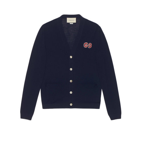 GUCCI/古驰 新款男士海军蓝羊毛开衫 576815XKAOW4440