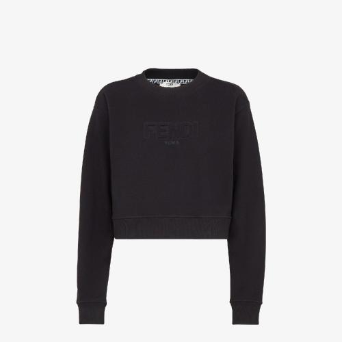  FENDI芬迪 22年秋冬 女士 长袖T恤 黑色针织运动衫 FS7427AHLTF0GME