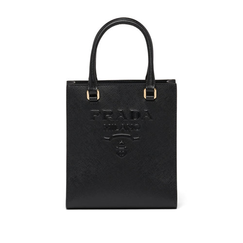 PRADA/普拉达 22新款 女士小号黑色saffiano皮革珐琅徽标拆卸织物肩带单肩手提斜挎包1BA333_NZV_F0002_V_N2A