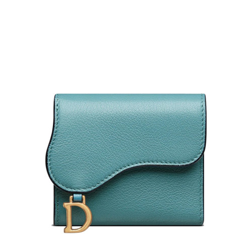 DIOR/迪奥 22春夏新款 女士天蓝色羊皮革马鞍LOTUS三折短款钱包S5652CCEH_M08Z
