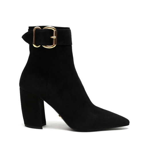 PRADA/普拉达 女士绒面皮革高跟短靴裸靴 1T774L 008 F 085