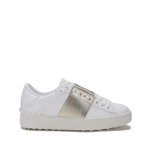 Valentino/华伦天奴 女士牛皮铆钉装饰系带休闲运动鞋小白鞋 WW2S0781 FLR