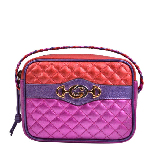 GUCCI/古驰女士牛皮革压痕编织袋小方包单肩斜挎包17*12.5*4.5cm5498800U1ST6486