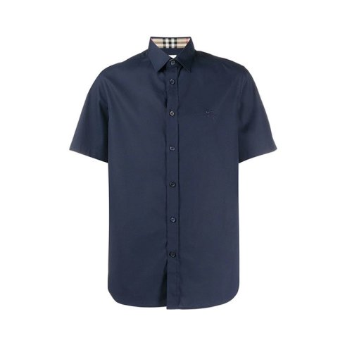  BURBERRY/博柏利 男士深蓝色棉质短袖衬衫 8025765 PLFSX