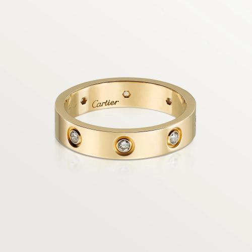 CARTIER 22年秋冬 女士 戒指 LOVE结婚对戒,镶嵌8颗钻石 18K黄金
