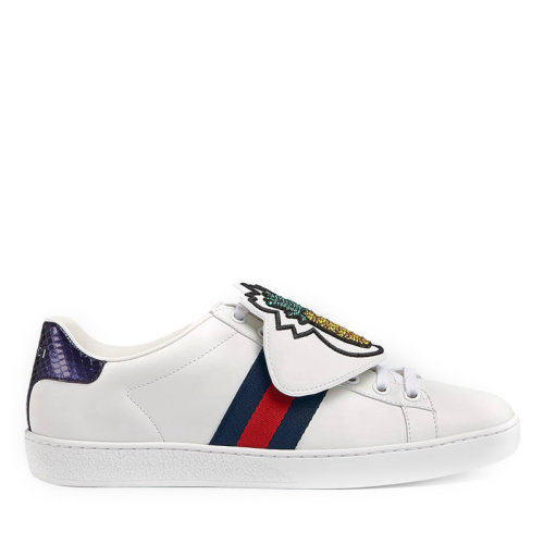 GUCCI/古驰 菠萝贴女士白色牛皮休闲运动鞋小白鞋板鞋481152 女鞋