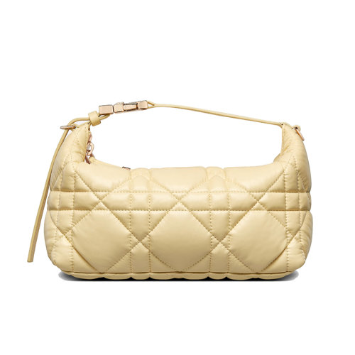 DIOR/迪奥 22新款DIORTRAVEL NOMAD系列 女士中号淡黄色超大藤格纹牛皮革CD金扣拉链开合单肩手拿手提包S5554OMIG_M26Y