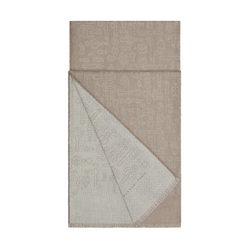 HERMES/爱马仕 男士蒸汽/痣色羊绒真丝双面围巾H703764T02