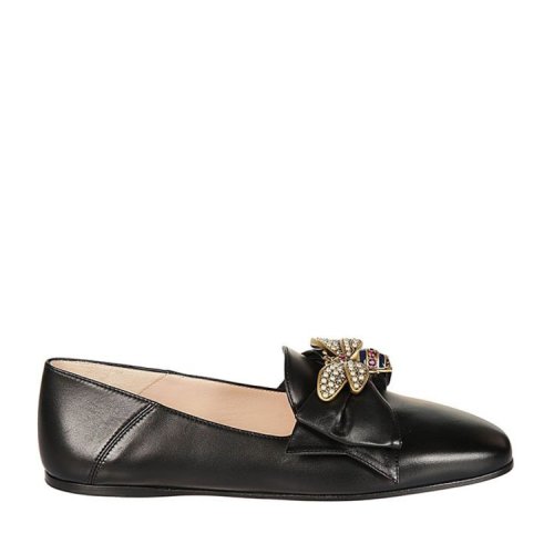 GUCCI/古驰  女性 时尚 蜜蜂图案装饰 黑色 皮革 女士乐福鞋 505291 BKO00_1000