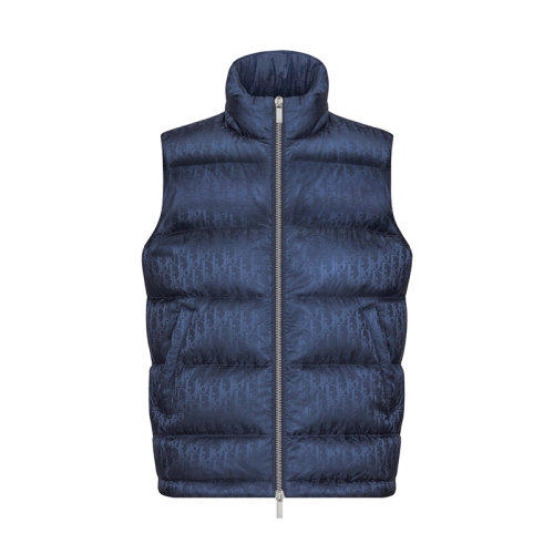 DIOR/迪奥      男士海军蓝尼龙提花老花印花背心羽绒服033C410A4462_C595